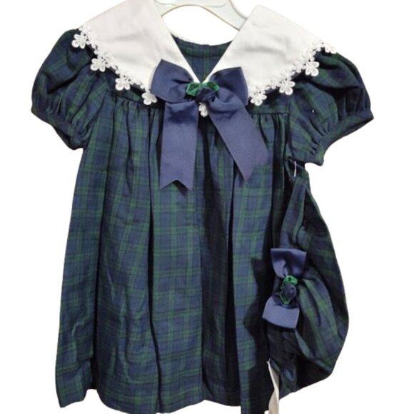 Rare Editions 3 Piece Set Baby 18 Month Y2K Dress, Panty, & Bonnet Gingham NWT - Picture 4 of 10